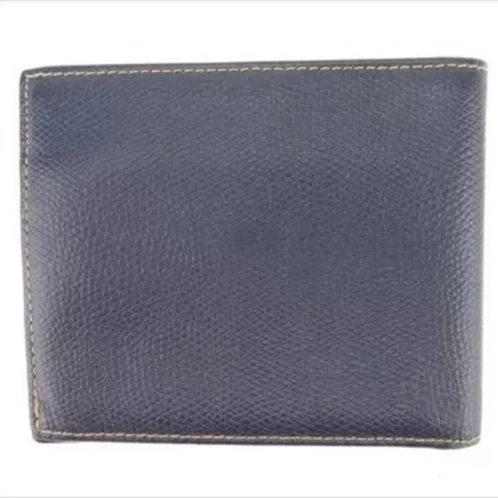 Celine Wallet Purse Bifold Navy Orange leather Mens Authentic Used